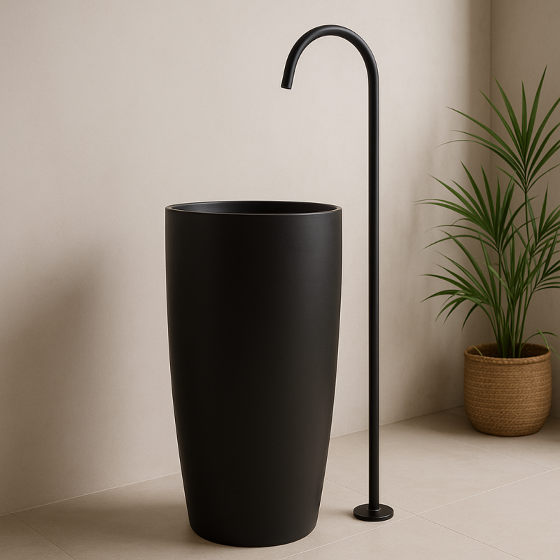 Waterevolution Flow fristående tvättställsblandare utloppsmattsvart T1677PR